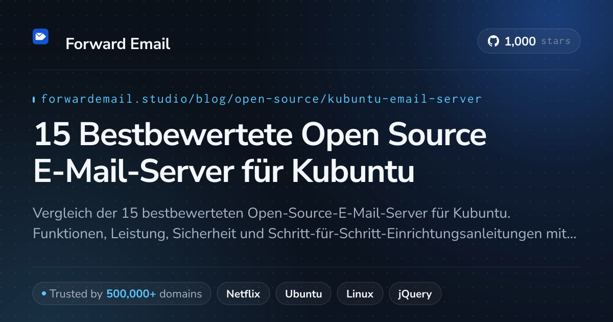 15 Bestbewertete Open Source E-Mail-Server für Kubuntu 2026