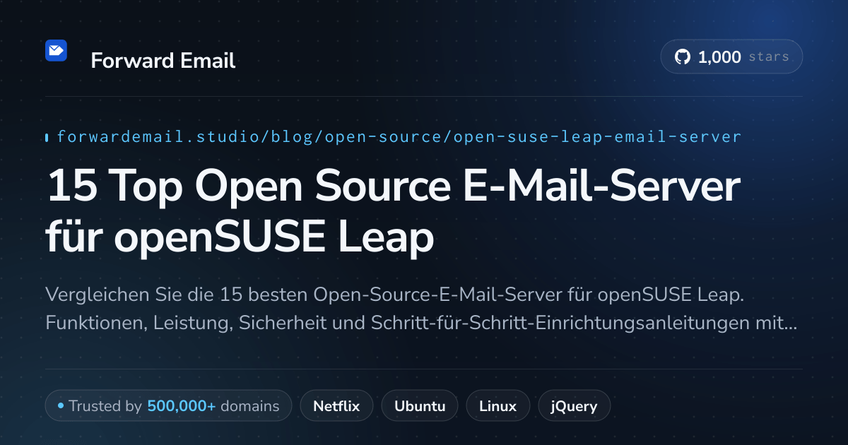 15 Top Open Source E-Mail-Server für openSUSE Leap 2026