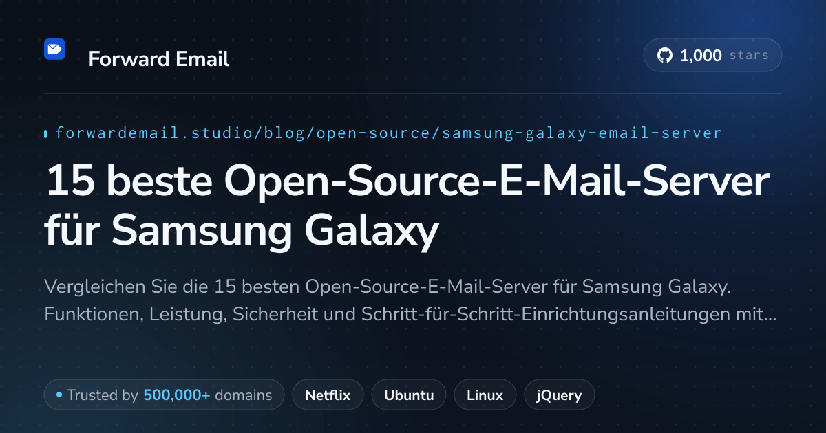 15 beste Open-Source-E-Mail-Server für Samsung Galaxy 2026