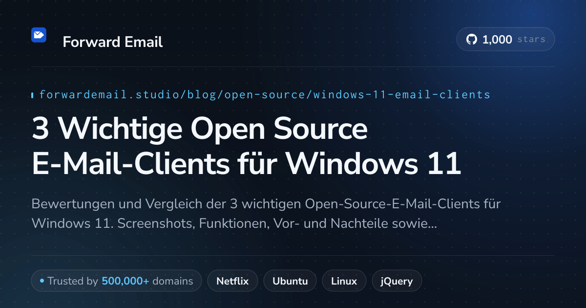 3 Wichtige Open Source E-Mail-Clients für Windows 11 2026