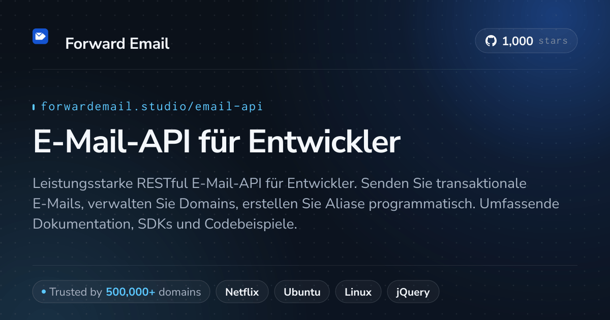 E-Mail-API für Entwickler - RESTful API mit Webhooks & SMTP 2026