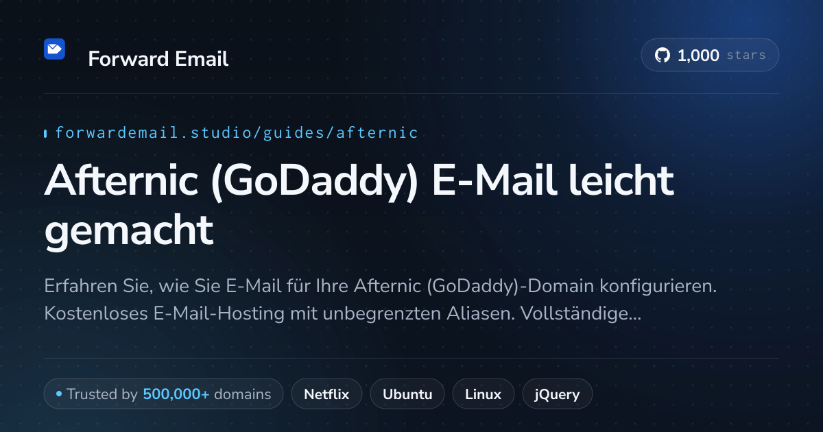 So richten Sie E-Mail mit Afternic (GoDaddy) ein