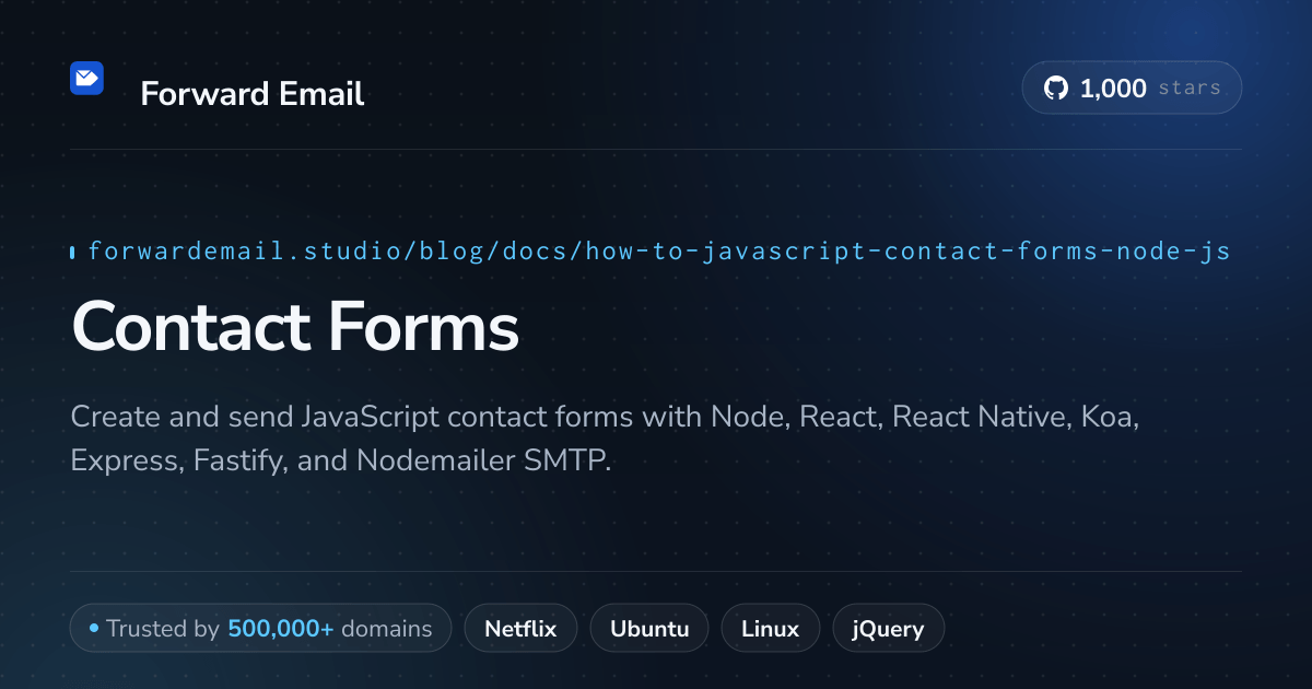 JavaScript Contact Forms Node.js