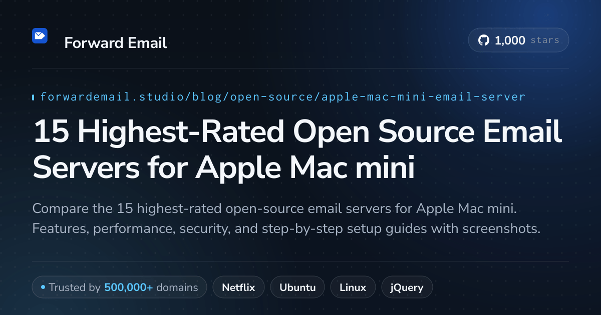 15 Highest-Rated Open Source Email Servers for Apple Mac mini 2026