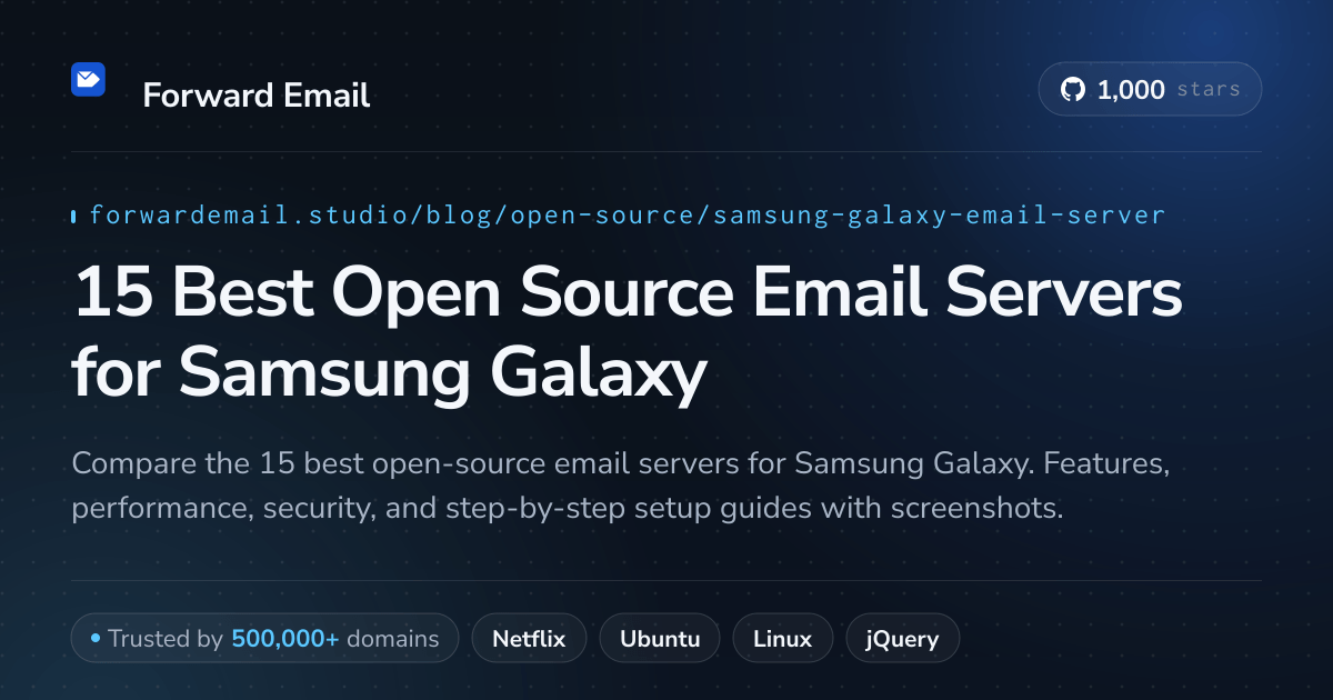 15 Best Open Source Email Servers for Samsung Galaxy 2026