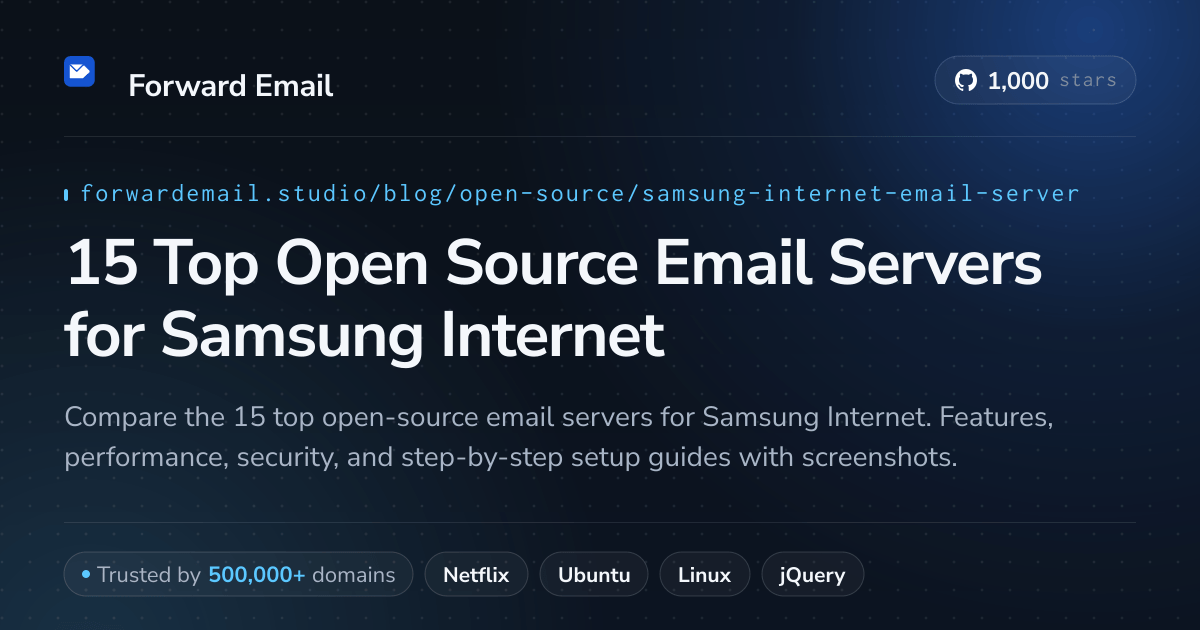 15 Top Open Source Email Servers for Samsung Internet 2026