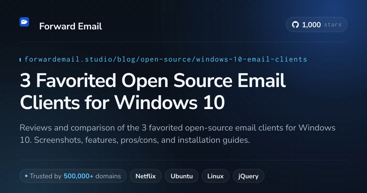 3 Favorited Open Source Email Clients for Windows 10 2026