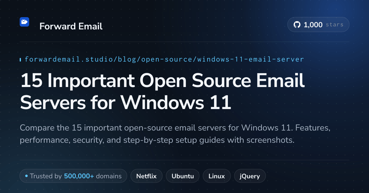 15 Important Open Source Email Servers for Windows 11 2026