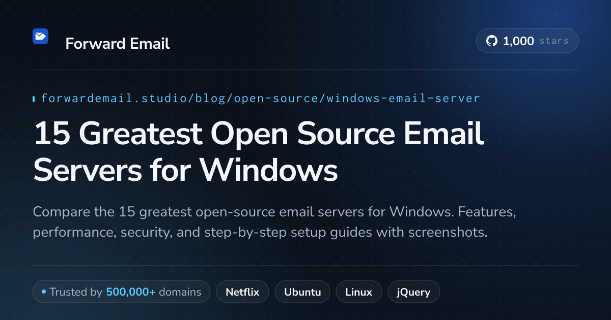 15 Greatest Open Source Email Servers for Windows 2026