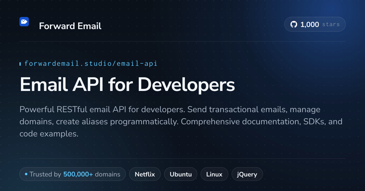 Email API for Developers - RESTful API with Webhooks & SMTP 2026