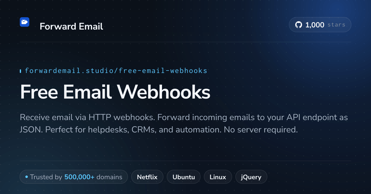 Free Email Webhooks - HTTP Callbacks for Incoming Email 2026