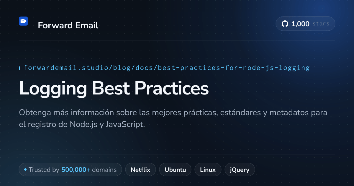 Mejores prácticas para el registro de Node.js