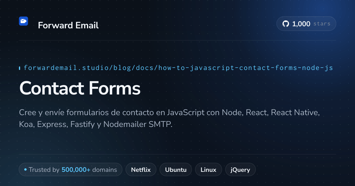 Formularios de contacto de JavaScript Node.js