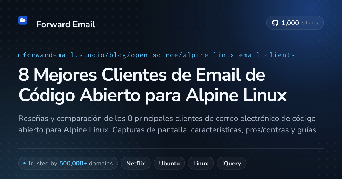 8 Mejores Clientes de Email de Código Abierto para Alpine Linux 2026