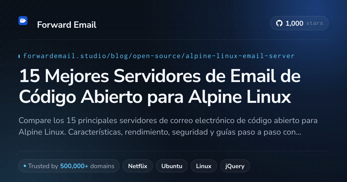 15 Mejores Servidores de Email de Código Abierto para Alpine Linux 2026