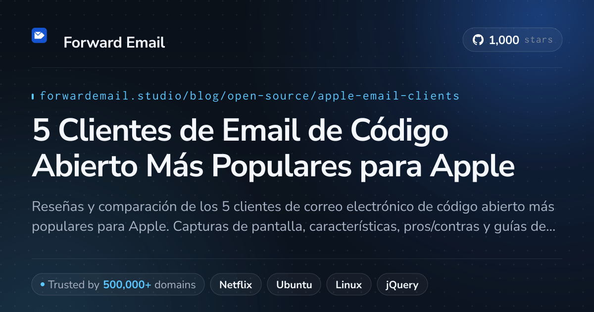 5 Clientes de Email de Código Abierto Más Populares para Apple 2026