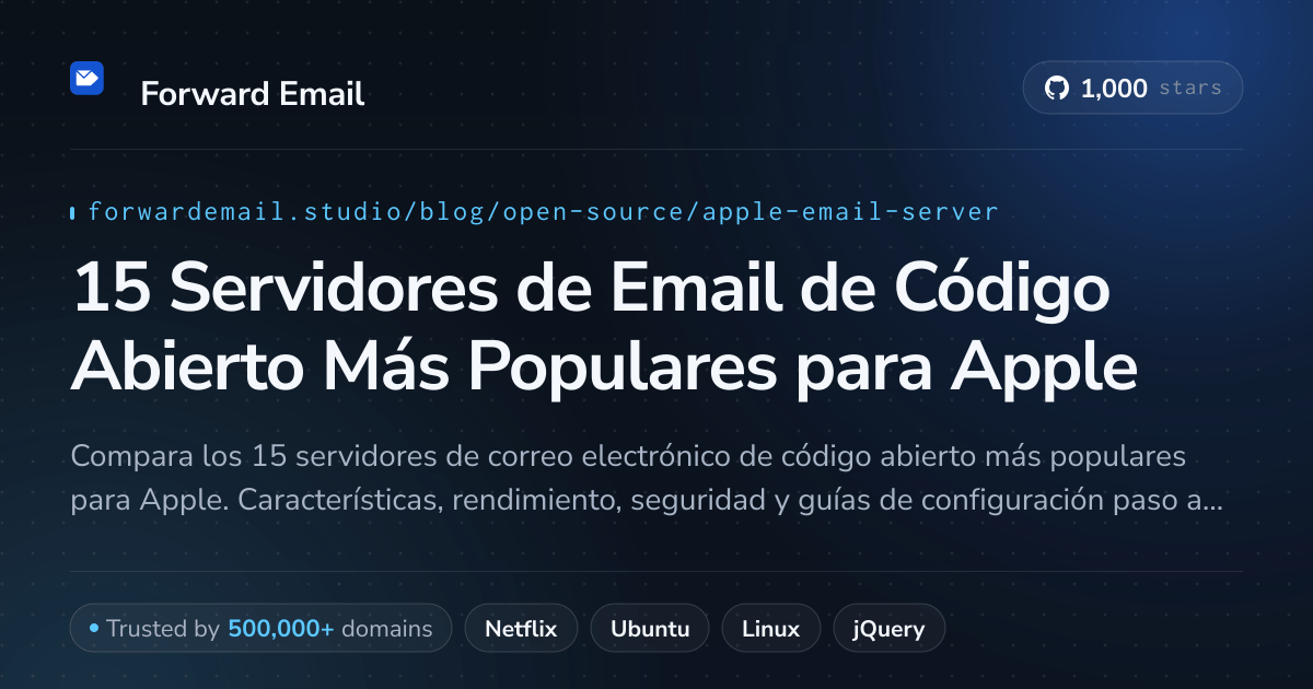 15 Servidores de Email de Código Abierto Más Populares para Apple 2026