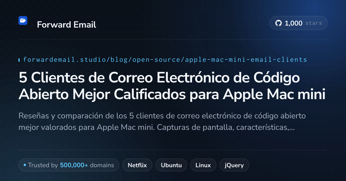 5 Clientes de Correo Electrónico de Código Abierto Mejor Calificados para Apple Mac mini 2026