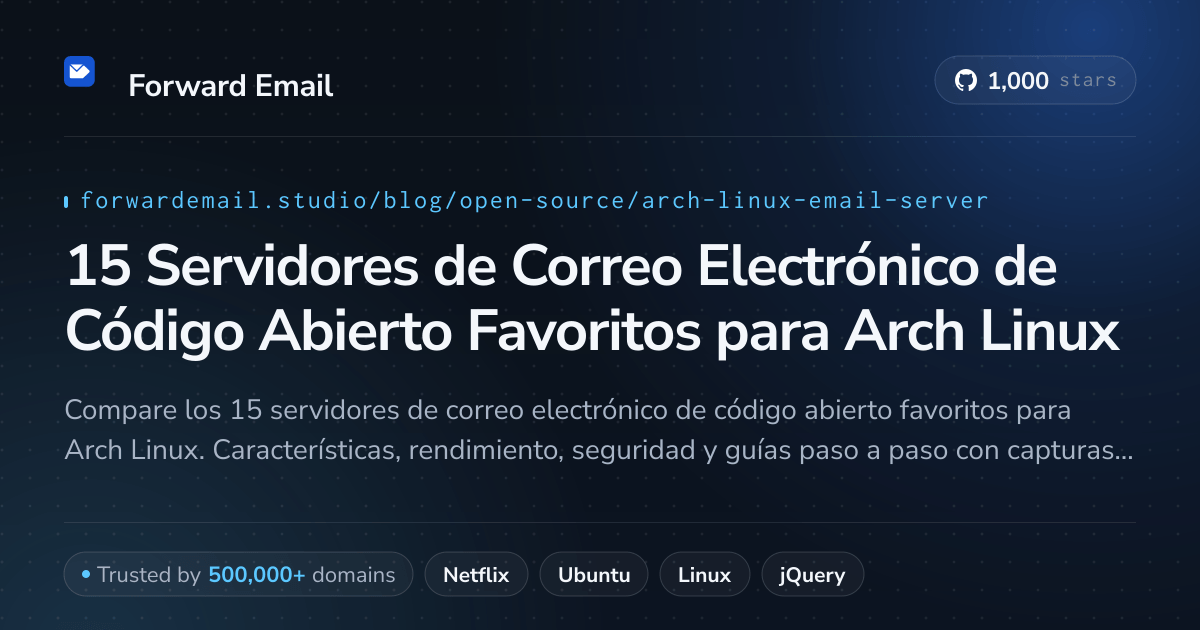 15 Servidores de Correo Electrónico de Código Abierto Favoritos para Arch Linux 2026