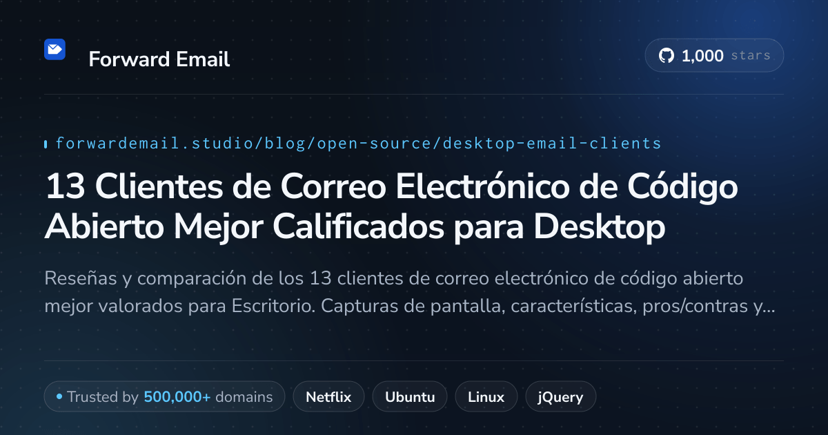 13 Clientes de Correo Electrónico de Código Abierto Mejor Calificados para Desktop 2026