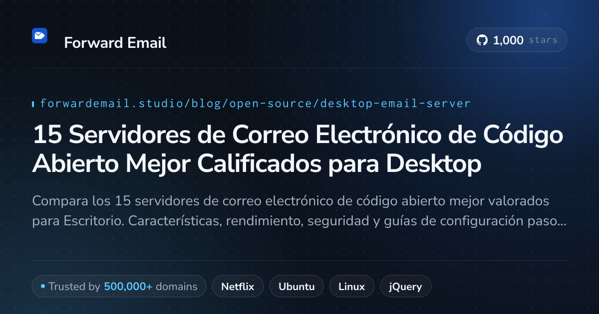 15 Servidores de Correo Electrónico de Código Abierto Mejor Calificados para Desktop 2026