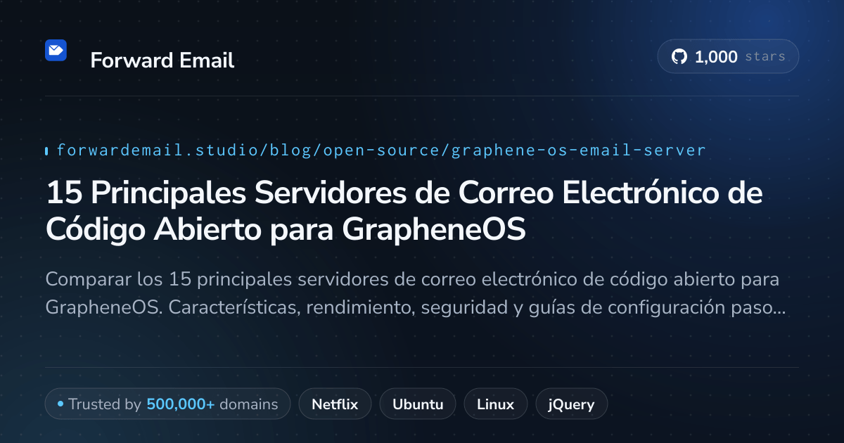 15 Principales Servidores de Correo Electrónico de Código Abierto para GrapheneOS 2026