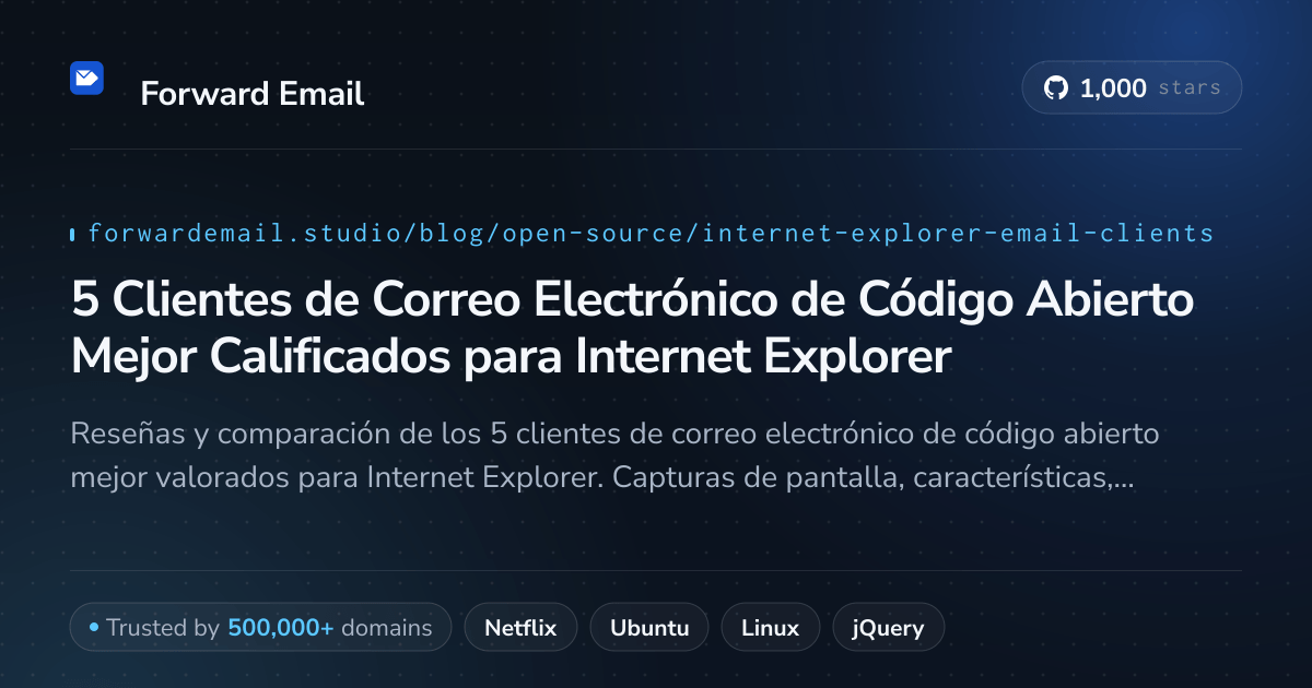 5 Clientes de Correo Electrónico de Código Abierto Mejor Calificados para Internet Explorer 2026