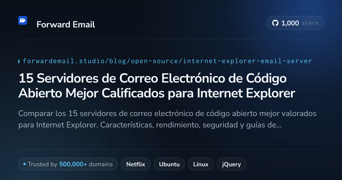15 Servidores de Correo Electrónico de Código Abierto Mejor Calificados para Internet Explorer 2026