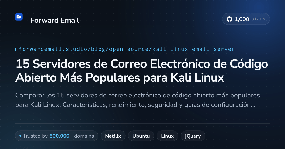 15 Servidores de Correo Electrónico de Código Abierto Más Populares para Kali Linux 2026