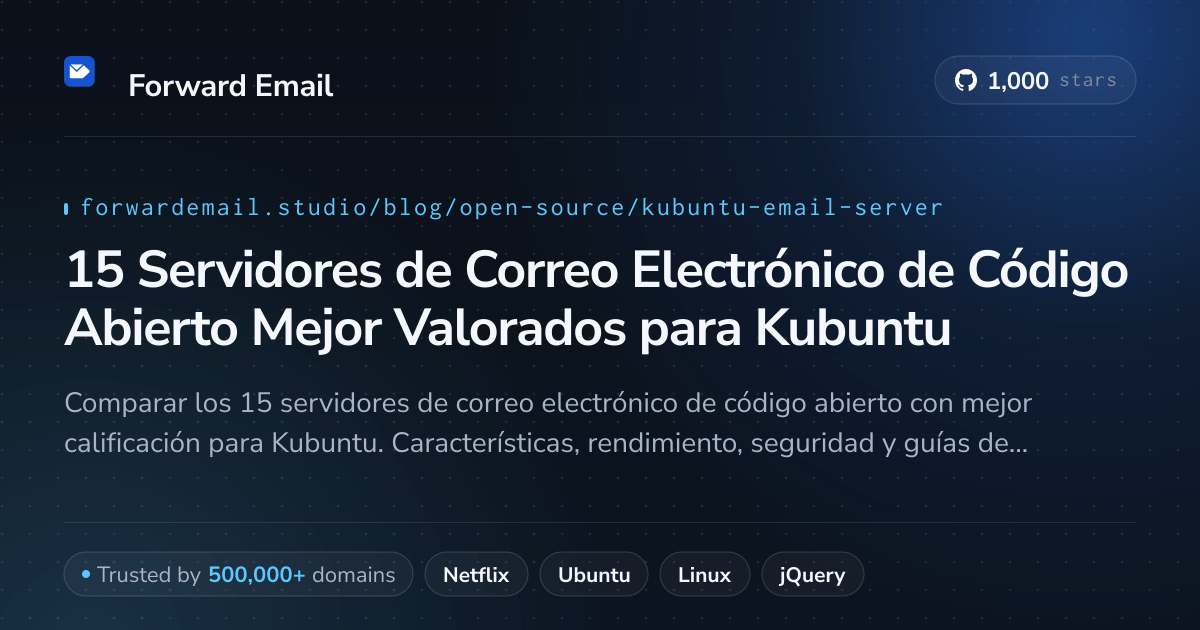 15 Servidores de Correo Electrónico de Código Abierto Mejor Valorados para Kubuntu 2026