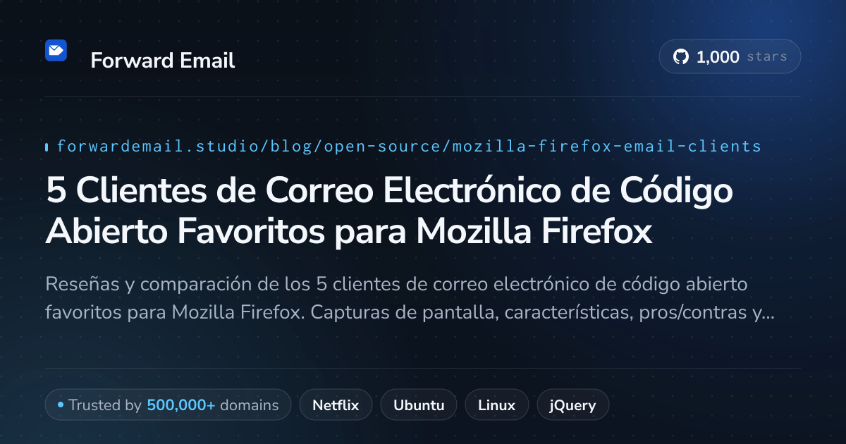 5 Clientes de Correo Electrónico de Código Abierto Favoritos para Mozilla Firefox 2026