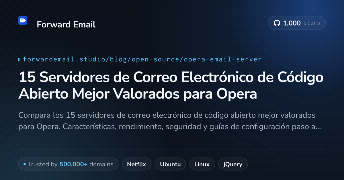 15 Servidores de Correo Electrónico de Código Abierto Mejor Valorados para Opera 2026