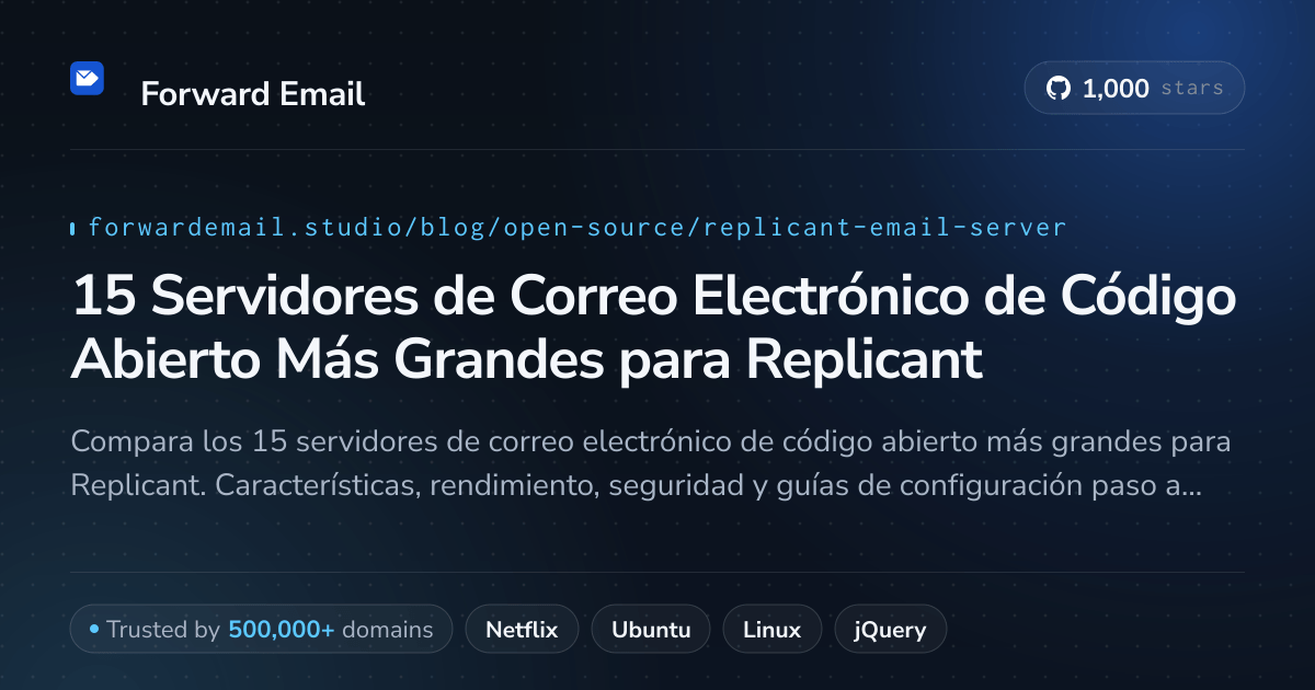 15 Servidores de Correo Electrónico de Código Abierto Más Grandes para Replicant 2026