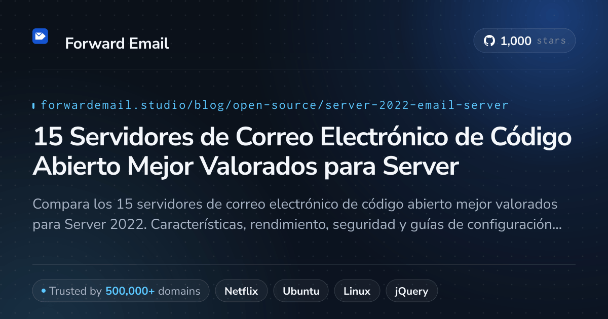 15 Servidores de Correo Electrónico de Código Abierto Mejor Valorados para Server 2022 2026