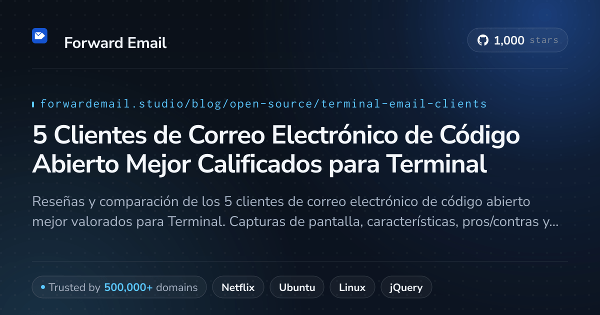 5 Clientes de Correo Electrónico de Código Abierto Mejor Calificados para Terminal 2026