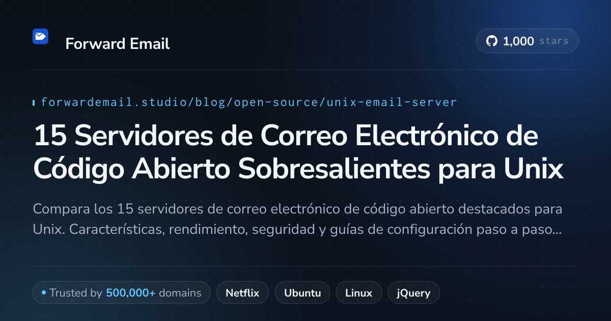 15 Servidores de Correo Electrónico de Código Abierto Sobresalientes para Unix 2026