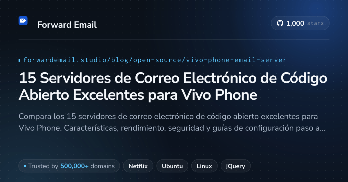 15 Servidores de Correo Electrónico de Código Abierto Excelentes para Vivo Phone 2026