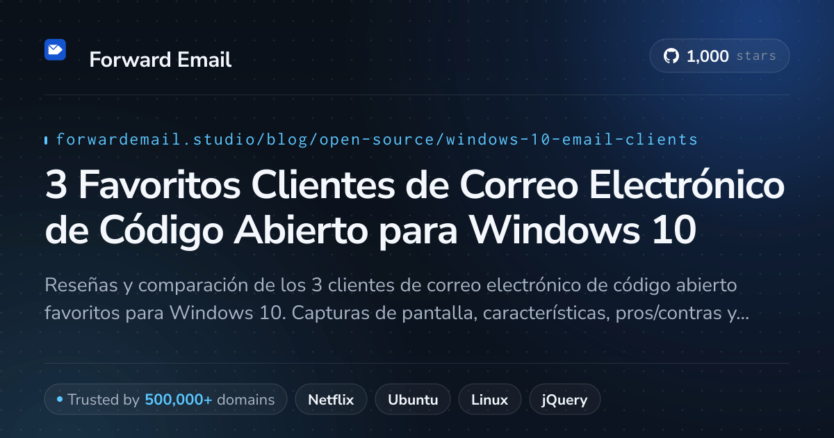 3 Favoritos Clientes de Correo Electrónico de Código Abierto para Windows 10 2026