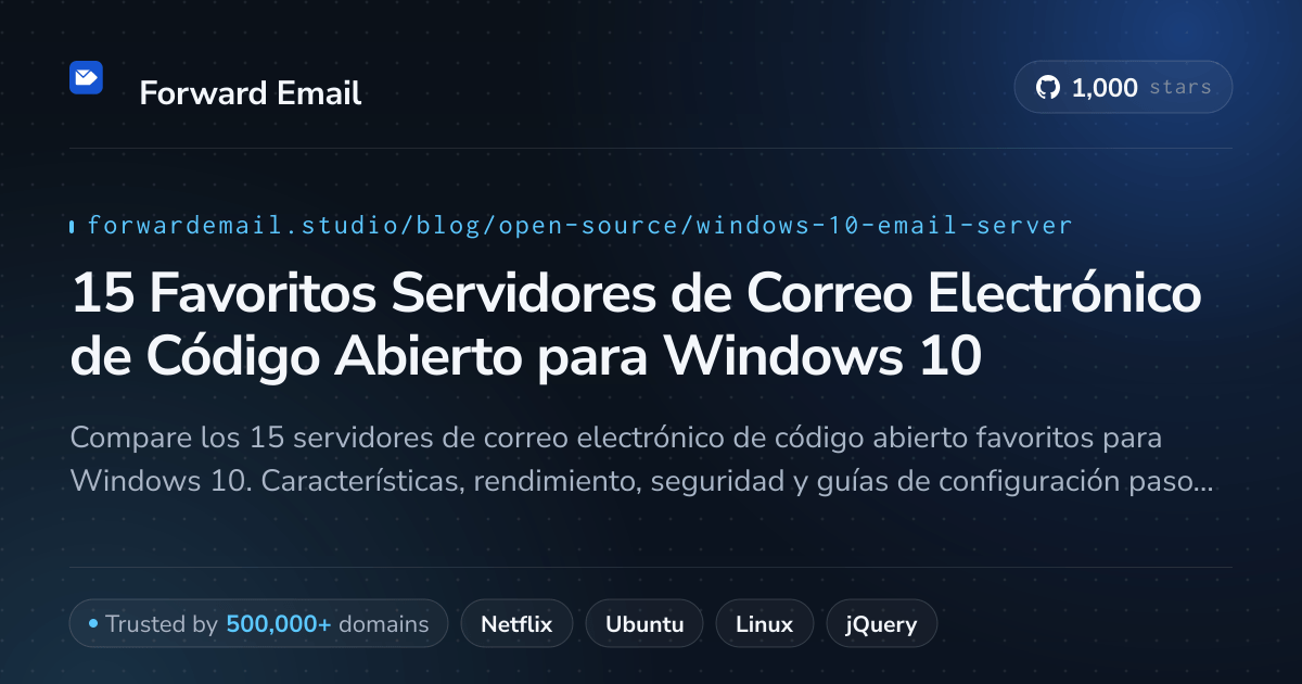 15 Favoritos Servidores de Correo Electrónico de Código Abierto para Windows 10 2026