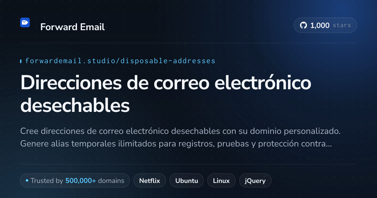 Direcciones de correo electrónico desechables - Alias temporales para dominios personalizados
