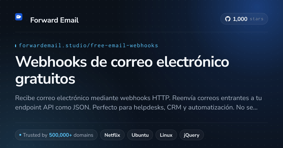 Webhooks de correo electrónico gratuitos - Llamadas HTTP para correo entrante 2026