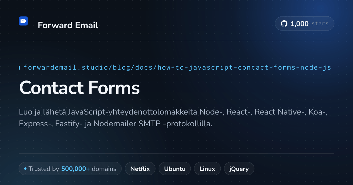 JavaScript-yhteydenottolomakkeet Node.js