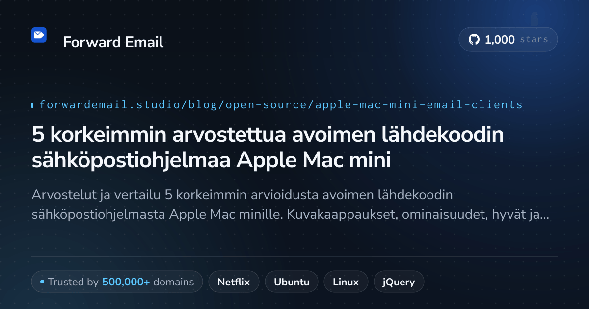 5 korkeimmin arvostettua avoimen lähdekoodin sähköpostiohjelmaa Apple Mac mini 2026