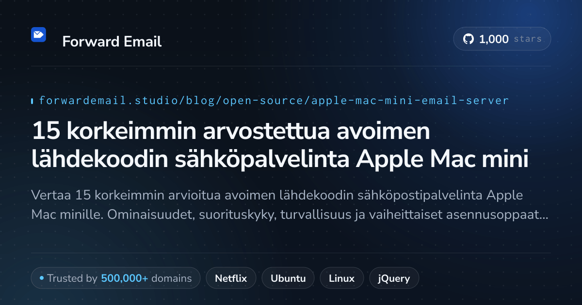 15 korkeimmin arvostettua avoimen lähdekoodin sähköpalvelinta Apple Mac mini 2026