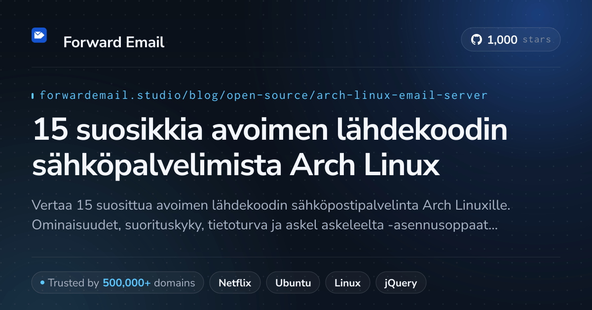 15 suosikkia avoimen lähdekoodin sähköpalvelimista Arch Linux 2026