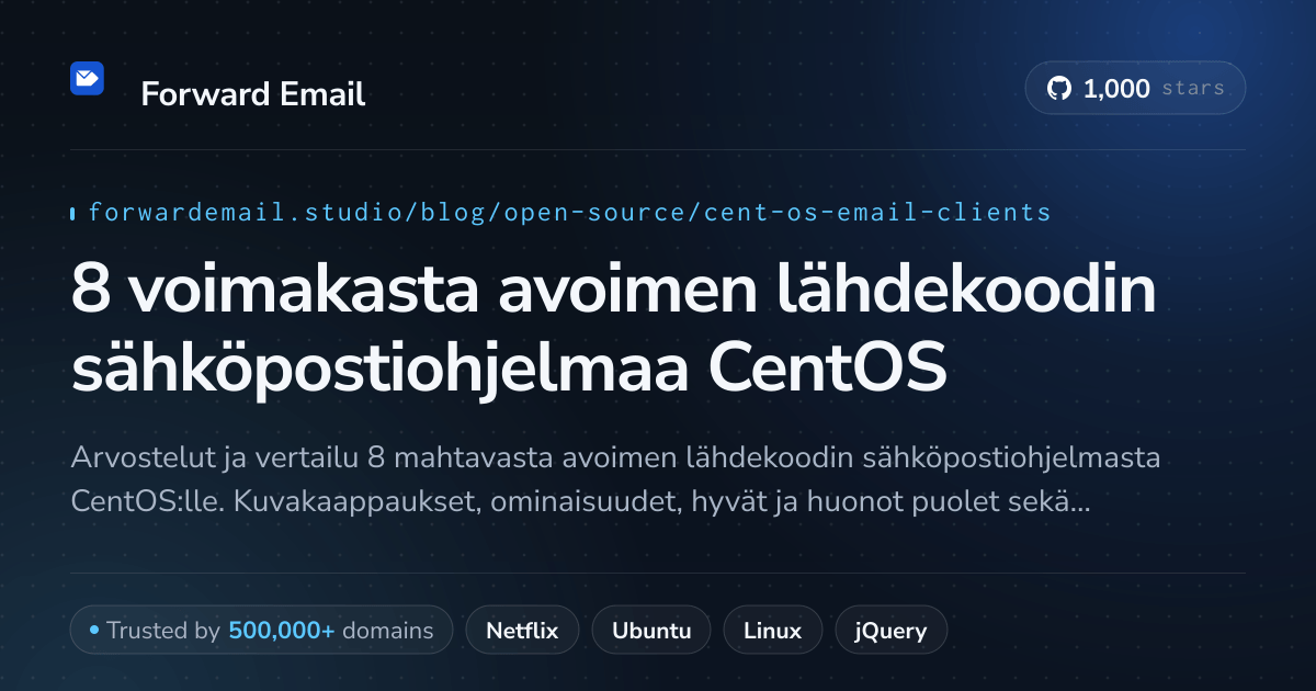 8 voimakasta avoimen lähdekoodin sähköpostiohjelmaa CentOS 2026