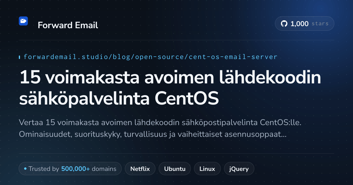 15 voimakasta avoimen lähdekoodin sähköpalvelinta CentOS 2026