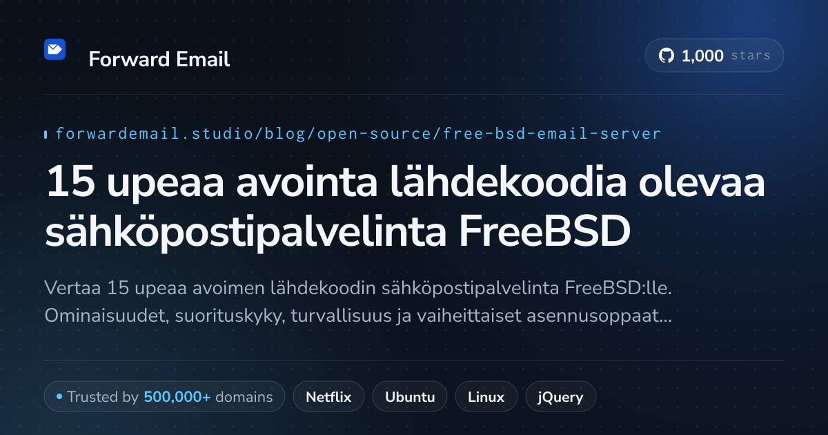 15 upeaa avointa lähdekoodia olevaa sähköpostipalvelinta FreeBSD 2026