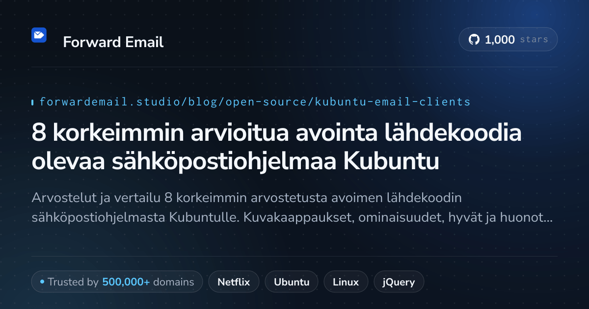 8 korkeimmin arvioitua avointa lähdekoodia olevaa sähköpostiohjelmaa Kubuntu 2026