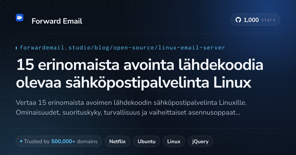 15 erinomaista avointa lähdekoodia olevaa sähköpostipalvelinta Linux 2026